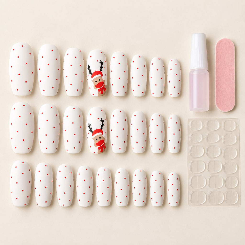 Snowy Reindeer Long Coffin Matte Press-On Nails 24 pcs - view 3
