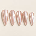 Soft Pink Chrome Press-On Nails 30 pcs