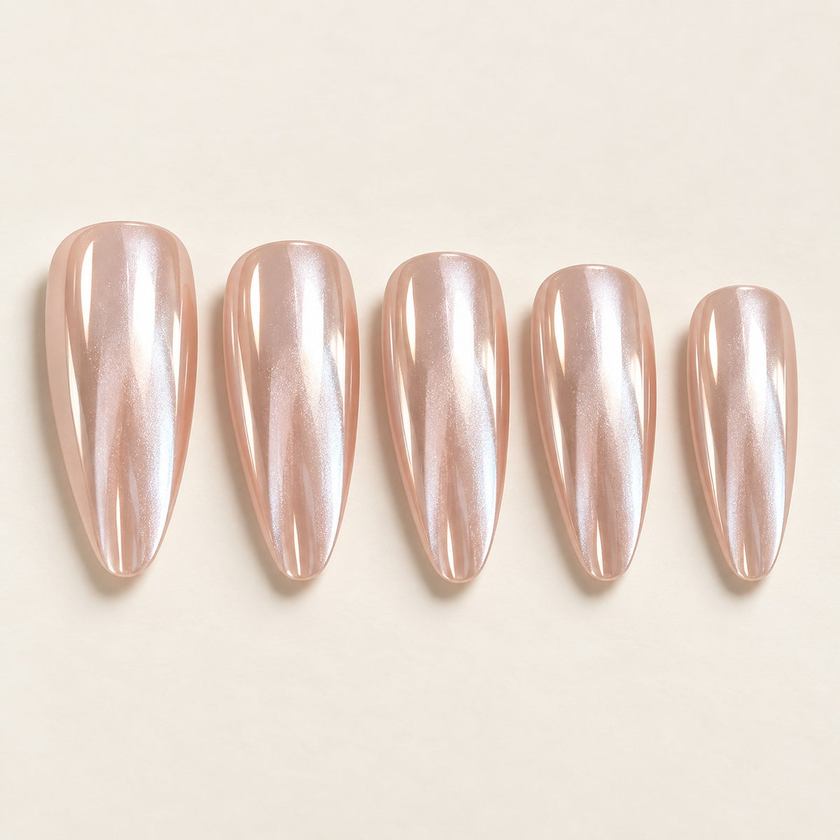 Soft Pink Chrome Press-On Nails 30 pcs