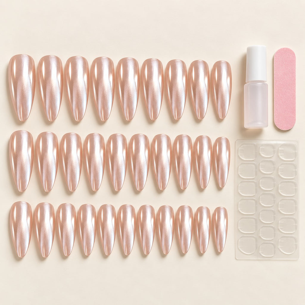 Soft Pink Chrome Press-On Nails 30 pcs - view 2