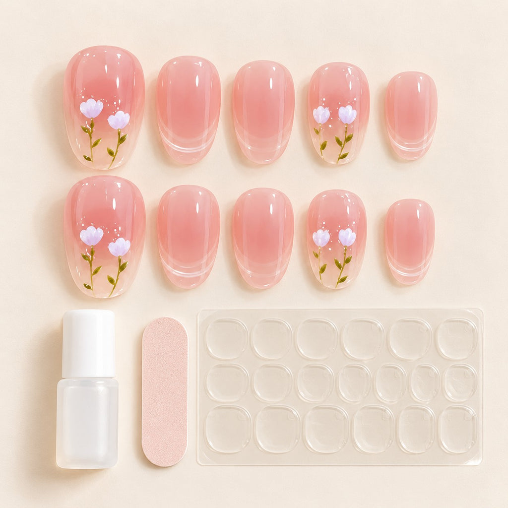 Spring Blossom White Petal Jelly Press-On Nails 10 pcs - view 3