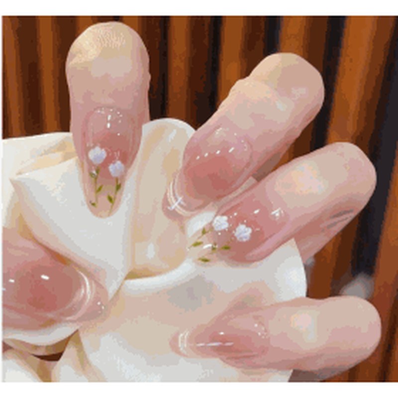 Spring Blossom White Petal Jelly Press-On Nails 10 pcs - view 2