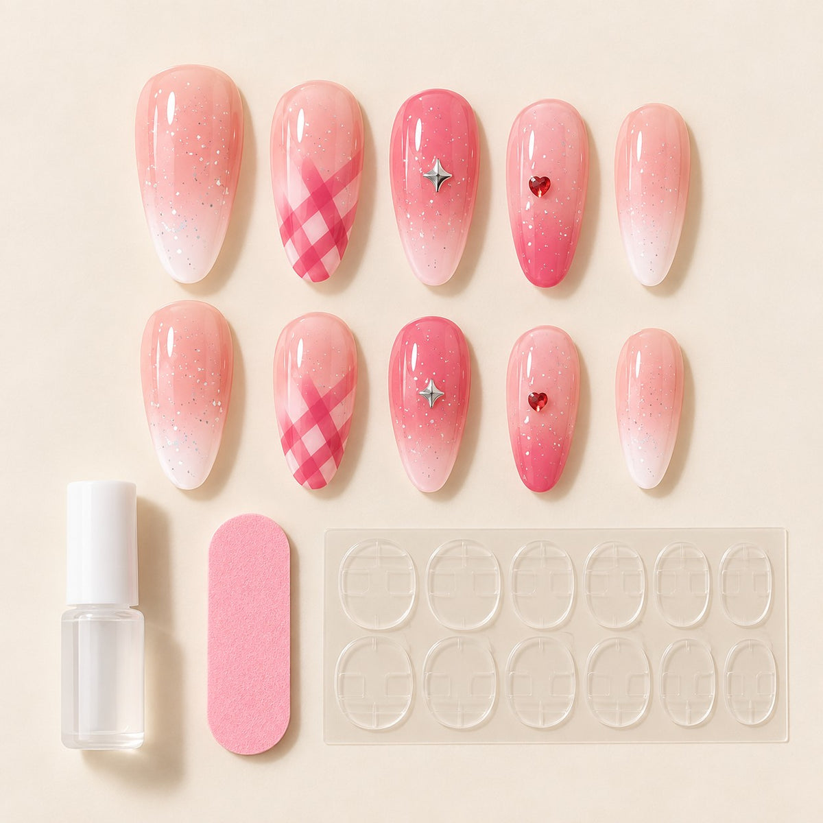 Sweetheart Pink Jelly Glow Press-On Nails 10 pcs - view 3