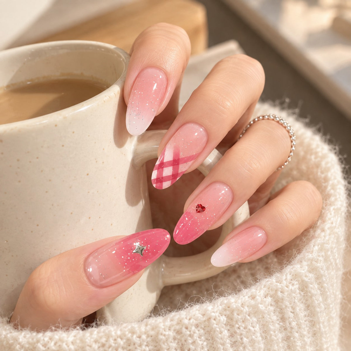 Sweetheart Pink Jelly Glow Press-On Nails 10 pcs - view 4