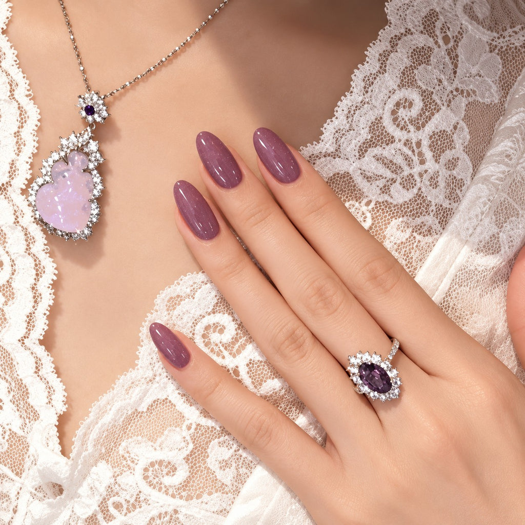 Violet Glossy Spark Luxury Press-On Nails 30 pcs