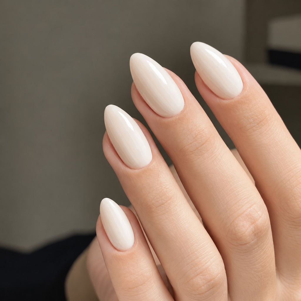 Warm Ivory Sheen Press-On Nails 30 pcs